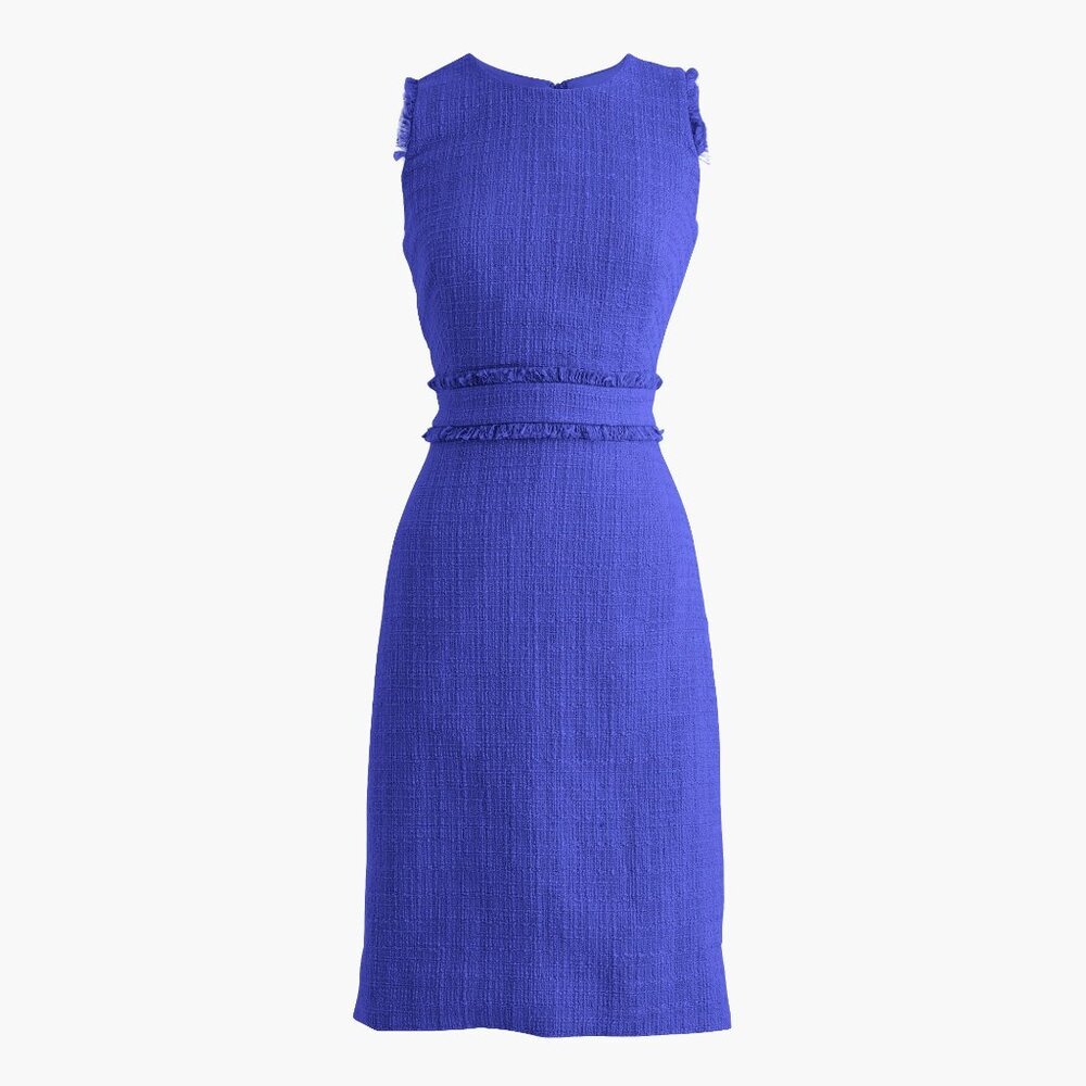 J. Crew Sleeveless Tweed Sheath Dress with fringe detail